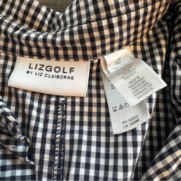 LIZ Claiborne Golf Dress Black and White Checkered Size 12 Sleeveless Midi - Picture 3 of 14